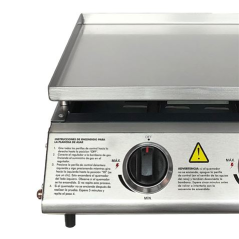 Barbecue à gaz Muvip - 2 brûleurs - Panneau de commande et plaque de cuisson en acier - Bac de récupération des graisses - Flamm