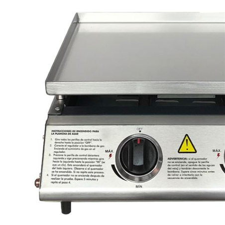 Barbecue à gaz Muvip - 2 brûleurs - Panneau de commande et plaque de cuisson en acier - Bac de récupération des graisses - Flamm