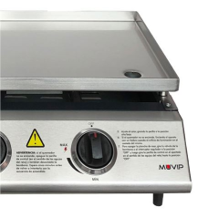 Barbecue à gaz Muvip - 2 brûleurs - Panneau de commande et plaque de cuisson en acier - Bac de récupération des graisses - Flamm