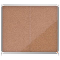 ✅ Nobo Premium Plus Vitrine à Portes Coulissantes avec Fond en Liège 15xA4 - Serrure d'angle Intégrée - Surf en stock