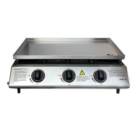 Barbecue à gaz Muvip - 3 brûleurs - Panneau de commande et plaque de cuisson en acier - Bac de récupération des graisses - Flamm