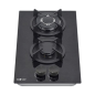 Cuisinière à gaz encastrable Muvip MV0627 - 2 zones de cuisson de 26 cm - Brûleur et supports en fonte - Vitre trempée haute rés