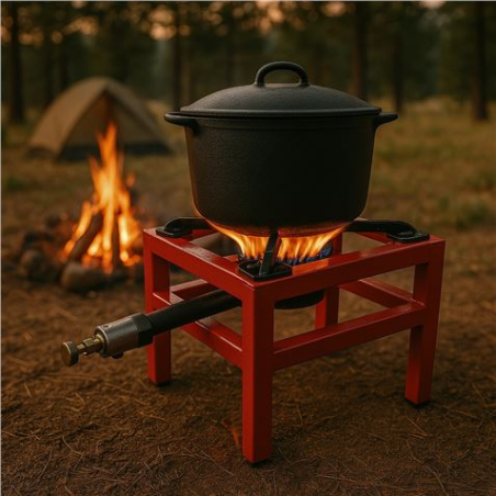 Réchaud à gaz portable renforcé Muvip MV0628 - Brûleur en fonte - Puissance 7,5 kW - Clé de réglage du gaz - Compatible butane e