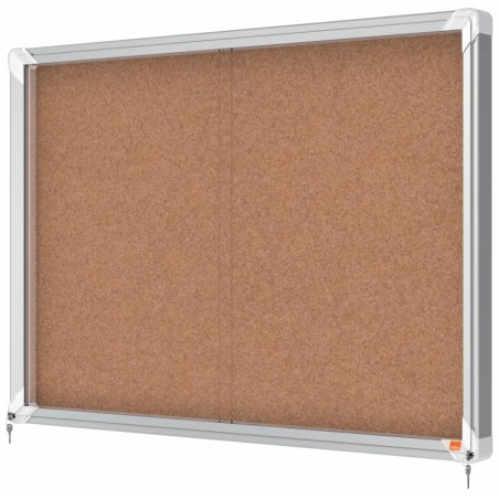 Nobo Premium Plus Vitrine à Portes Coulissantes avec Fond en Liège 8 Feuilles A4 - Taille 925x668mm - Surface Autocicatrisante