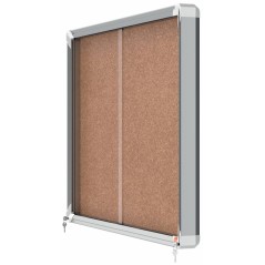 Nobo Premium Plus Vitrine à Portes Coulissantes Fond Liège 8 Feuilles 