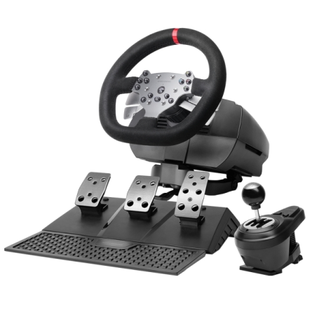 Volant et pédalier Mars Gaming MWH-RSX - Retour de force 3,2 Nm - 3 pédales à résistance progressive - Levier de vitesses en H -