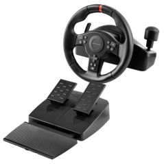 Volant de course Mars Gaming MWH-RSXONE 270° et pédalier XL - Réponse instantanée - Vibrations immersives - Palettes de changeme