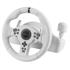 Volant de course Mars Gaming MWH-RSXONE 270° et pédalier XL - Réponse instantanée - Vibrations immersives - Palettes de changeme