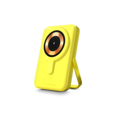 Batterie externe universelle Urban Factory Magnee Power 10 000 mAh - Entrée USB-C - Sorties USB-C, USB-A et sans fil - Jaune flu