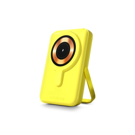 Batterie externe universelle Urban Factory Magnee Power 10 000 mAh - Entrée USB-C - Sorties USB-C, USB-A et sans fil - Jaune flu