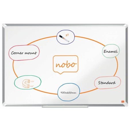 ✅ Nobo Premium Plus Tableau Blanc Magnétique en Acier Émaillé 900x600mm - Montage en Angle - Surface Effaçab en stock