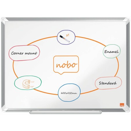 ✅ Nobo Premium Plus Tableau Blanc Magnétique en Acier Émaillé 600x450mm - Montage en Angle - Surface Effaçab en stock