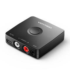 Adaptateur audio sans fil Vention - Boîtier ABS - Bluetooth 5.1 - 2 ports RCA - Prise jack 3,5 mm - Portée de 10 m - Câble de ch