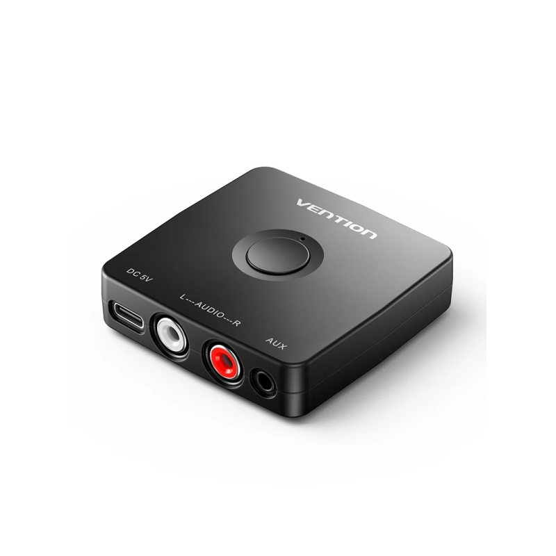 Adaptateur audio sans fil Vention - Boîtier ABS - Bluetooth 5.1 - 2 ports RCA - Prise jack 3,5 mm - Portée de 10 m - Câble de ch
