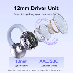 Écouteurs intra-auriculaires sans fil Vention A11 à clip - Bluetooth 6.0 - Portée de 10 m - Boîtier de charge 400 mAh - Noir