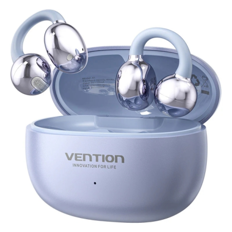 Écouteurs intra-auriculaires sans fil Vention A11 à clip - Bluetooth 6.0 - Portée de 10 m - Boîtier de charge 400 mAh - Blanc