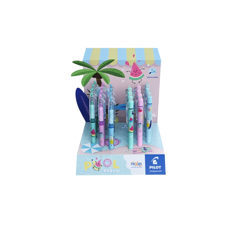 Pilot Pool Party Expositor de 12 Boligrafos Frixion Ball + 12 Boligrafos Frixion Ball Clicker - Borrables - Recargables - Colore