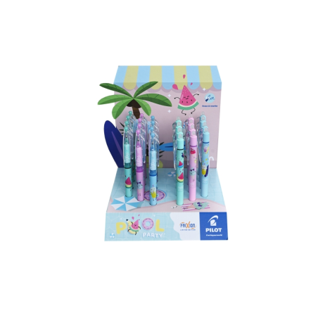 Pilot Pool Party Expositor de 12 Boligrafos Frixion Ball + 12 Boligrafos Frixion Ball Clicker - Borrables - Recargables - Colore