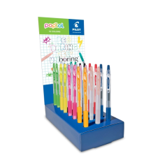 Pilot Pop Lol Expositor de 24 Boligrafos de Tinta Gel Retractiles - Punta 0.7mm - Trazo 0.32mm - Grip de Agarre - Colores Surtid