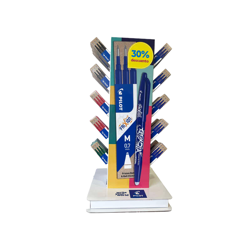 Présentoir Pilote de 60 Packs de 3 Recharges pour Frixion Ball / Frixion Clicker - Encre Gel Effaçable - Pointe Bille 0,7mm - Co