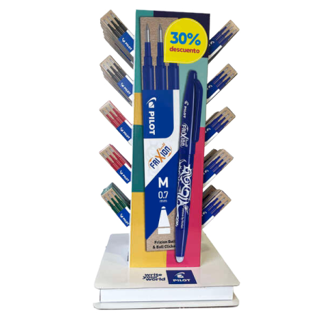 Présentoir Pilote de 60 Packs de 3 Recharges pour Frixion Ball / Frixion Clicker - Encre Gel Effaçable - Pointe Bille 0,7mm - Co