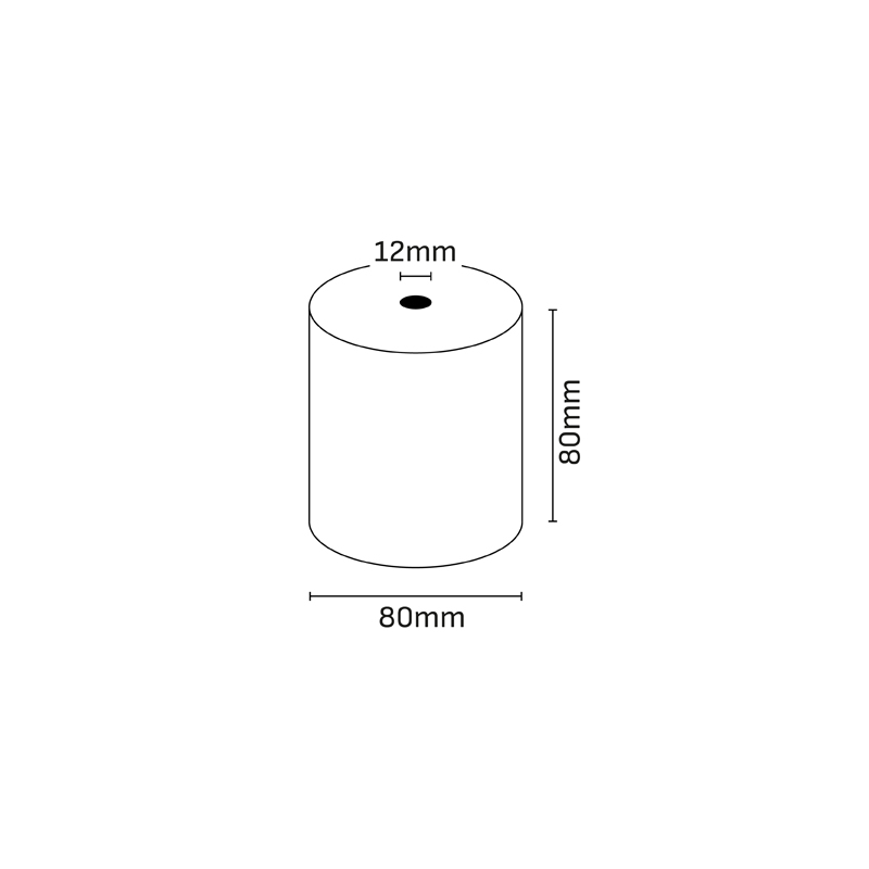 LOT de 5 Rouleau de papier thermique Oqonos 80 x 80 x 12 mm, sans BPA, FSC, 74,2 mètres, 55 grammes