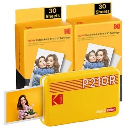 Pack Imprimante Photo Portable Bluetooth Rétro Kodak Mini 2 + 60 Feuilles de Papier Photo - Format d'impression 5,3x8,6 cm - Ali