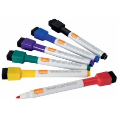 ✅ Nobo Mini Marqueur pour Tableau Blanc avec Capuchon Gomme Magnétique - 6 Couleurs Assorties - Pointe Fine 2mm en stock