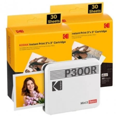 Pack Imprimante Photo Portable Bluetooth Rétro Kodak Mini 3 + 60 Feuilles de Papier Photo - Format d'impression 7,62x7,62 cm - A