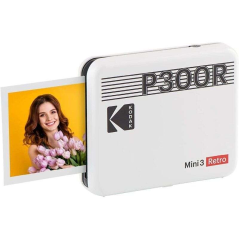 Pack Imprimante Photo Portable Bluetooth Rétro Kodak Mini 3 + 60 Feuilles de Papier Photo - Format d'impression 7,62x7,62 cm - A