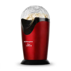 Machine à Popcorn Portable Orbegozo PA 4300 - Puissance 1000W - Rouge Métallisé - Sans Huile - Nettoyage Facile - Recettes de Sa
