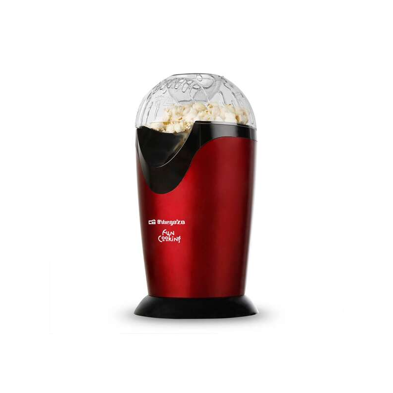 Machine à Popcorn Portable Orbegozo PA 4300 - Puissance 1000W - Rouge Métallisé - Sans Huile - Nettoyage Facile - Recettes de Sa