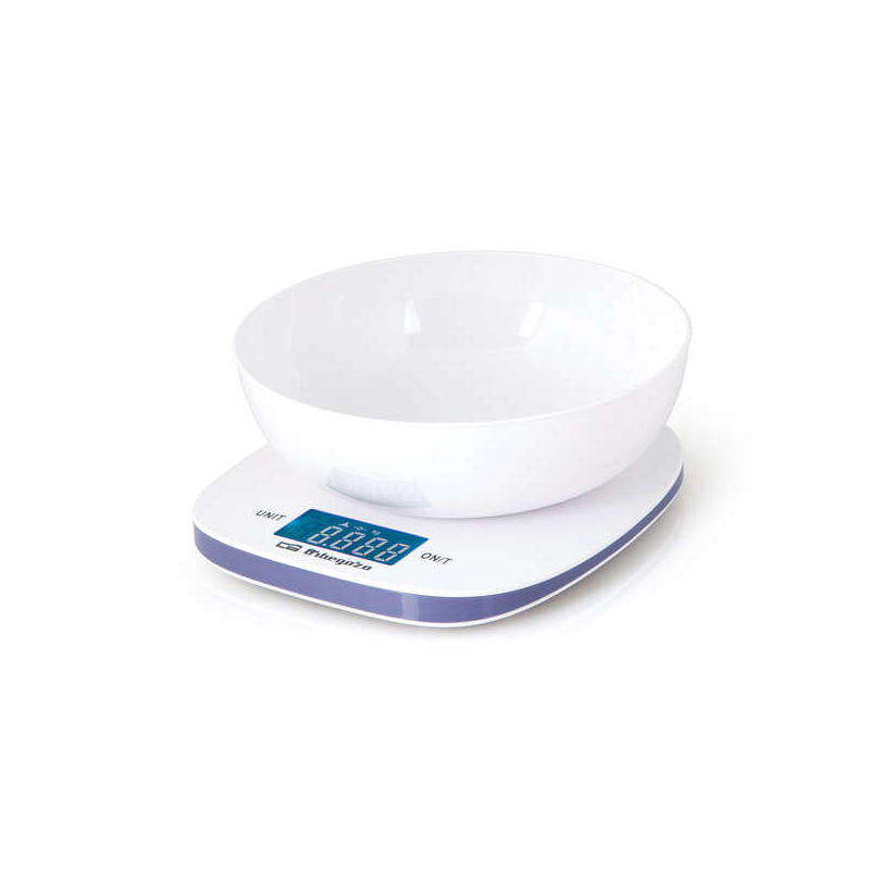 Orbegozo PC 1014 Poids de cuisine électronique - Précision 1 g - Plateforme en verre - Écran LCD bleu - Capacité 5 kg - Comprend