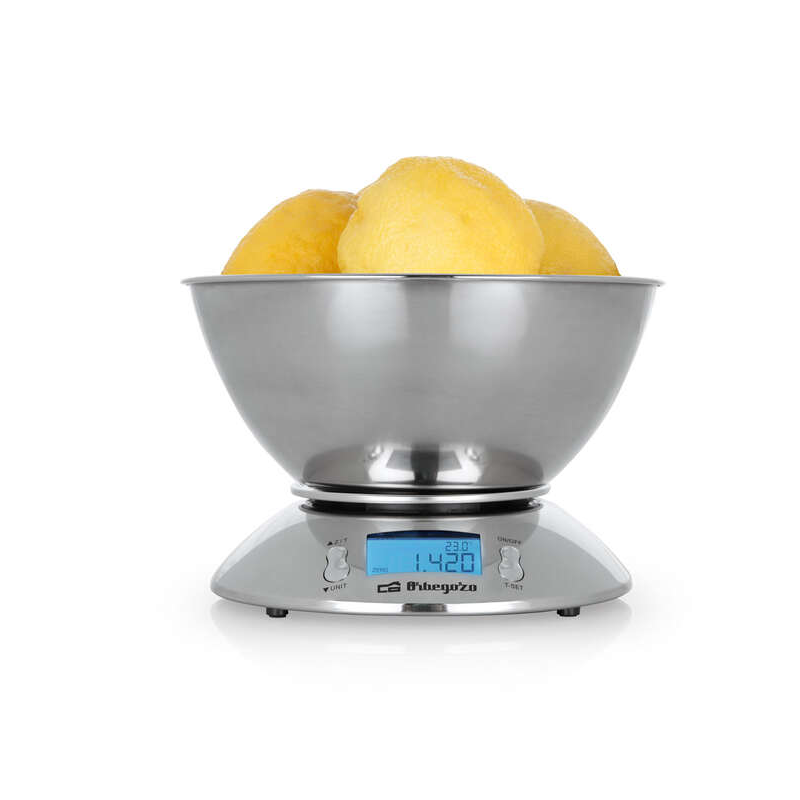 Orbegozo PC 2011 Poids de cuisine électronique - Précision et facilité dans la cuisine - Boîtier et bol en acier inoxydable - Éc
