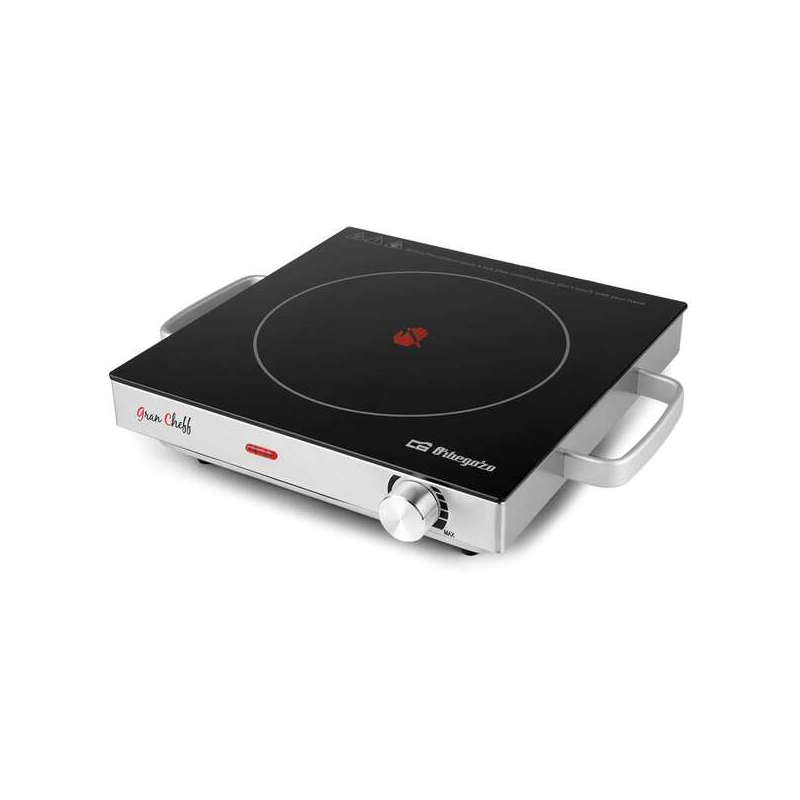 Plaque Vitrocéramique Portable Orbegozo PCE 5000 - Puissance 2000W - Thermostat réglable - Surface de cuisson 20,5 cm - Sûr et E