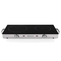 Table de Cuisson Vitrocéramique Portable Orbegozo PCE 6000 - Puissance Totale 2800W - Surface en Verre Trempé Résistant - Thermo
