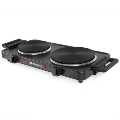Table de Cuisson Électrique Pliante Orbegozo PE 2855 - Puissance 2500W - 2 Surfaces de Cuisson - 2 Thermostats Réglables - Indic