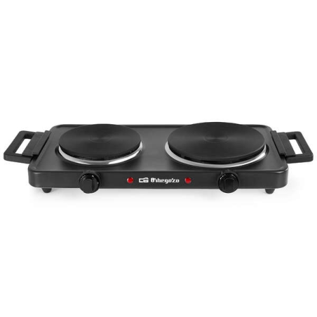 Table de Cuisson Électrique Pliante Orbegozo PE 2855 - Puissance 2500W - 2 Surfaces de Cuisson - 2 Thermostats Réglables - Indic