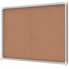 Nobo Interior Showcase 18 Feuilles A4 Porte Coulissante En Liège - Surface Autocicatrisante - Aluminium - Couleur Naturelle