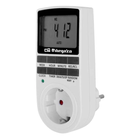 Programmateur électronique hebdomadaire Orbegozo Pg 25 - Contrôlez votre maison 24 heures sur 24 - 10 mémoires programmables - F