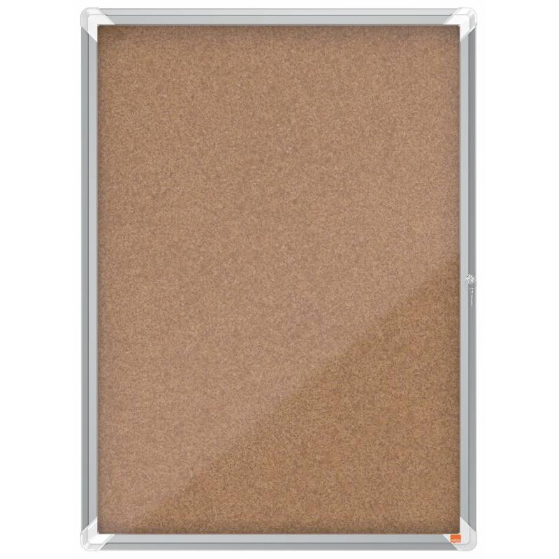 Nobo Vitrine pour 9 feuilles A4 avec surface en liège - 1000x752x37mm - Porte en verre de sécurité - Cadre en aluminium