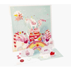 Pictura Carte Pop-Up Licorne 3D - 16x16 cm - Thème Licorne - Emballée individuellement - Enveloppe blanche incluse - Papier cert