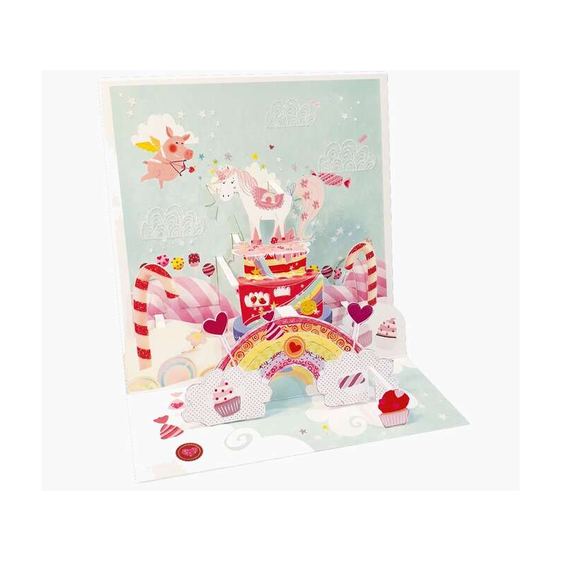 Pictura Carte Pop-Up Licorne 3D - 16x16 cm - Thème Licorne - Emballée individuellement - Enveloppe blanche incluse - Papier cert