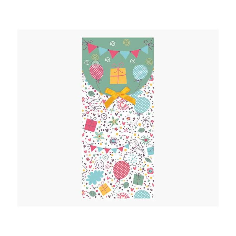 Cartes d'argent Pictura - Carte cadeau de type enveloppe verticale - Thème ballon - 9,6 x 21,3 cm - Emballées individuellement s