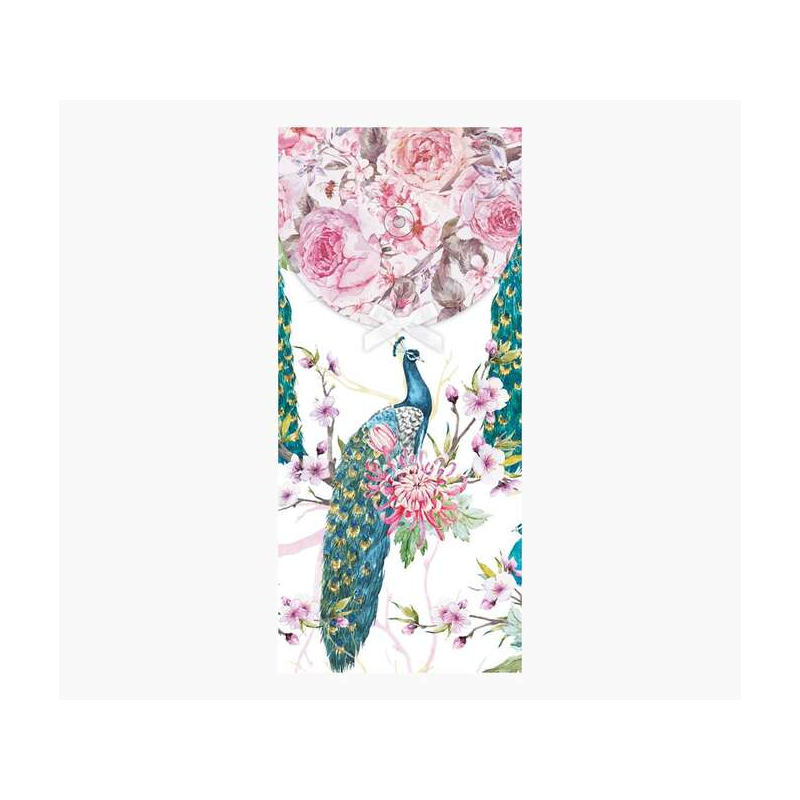 Pictura Money Cards – Carte cadeau à enveloppe verticale – Thème paon – 9,6 x 21,3 cm – Emballées individuellement sous cellopha