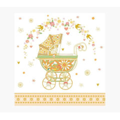 Carte Pictura Arabesque - 16x16 cm - Thème Naissance - Carte à trois volets non emballée - Comprend une enveloppe blanche - Papi