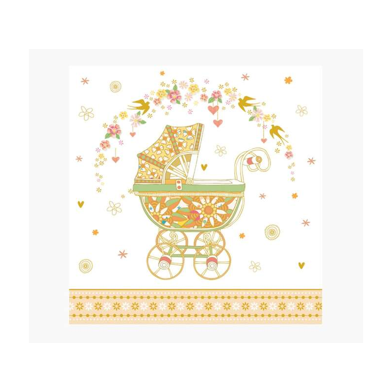 Carte Pictura Arabesque - 16x16 cm - Thème Naissance - Carte à trois volets non emballée - Comprend une enveloppe blanche - Papi
