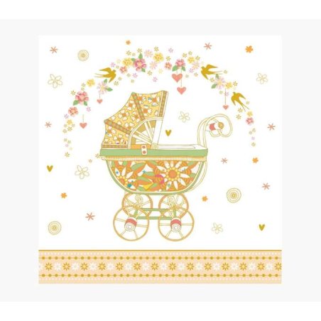 Carte Pictura Arabesque - 16x16 cm - Thème Naissance - Carte à trois volets non emballée - Comprend une enveloppe blanche - Papi