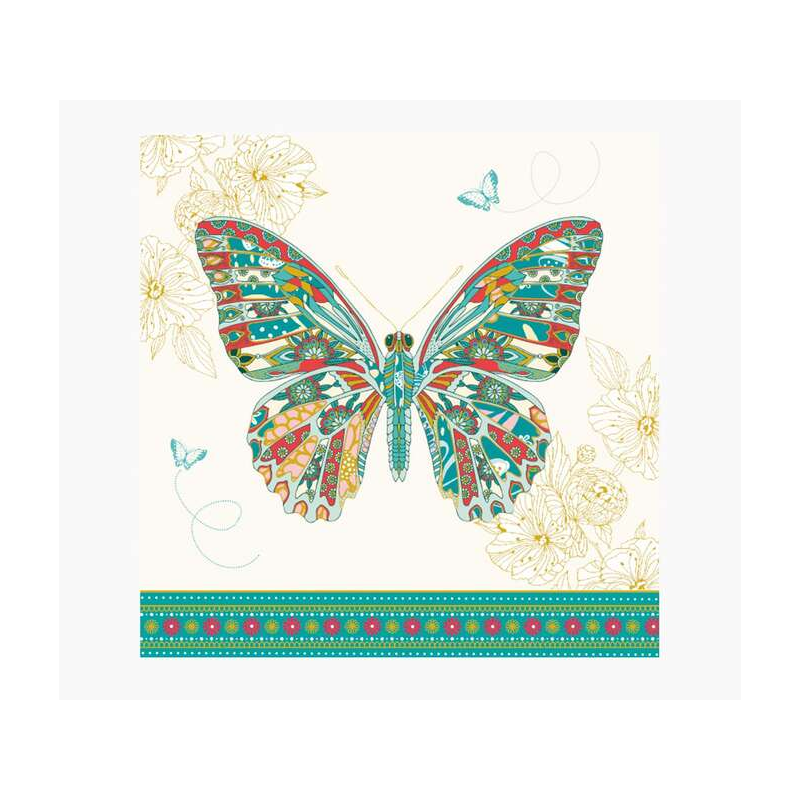 Carte Pictura Arabesque - 16x16 cm - Thème Papillon - Carte à trois volets non emballée - Enveloppe blanche incluse - Papier cer