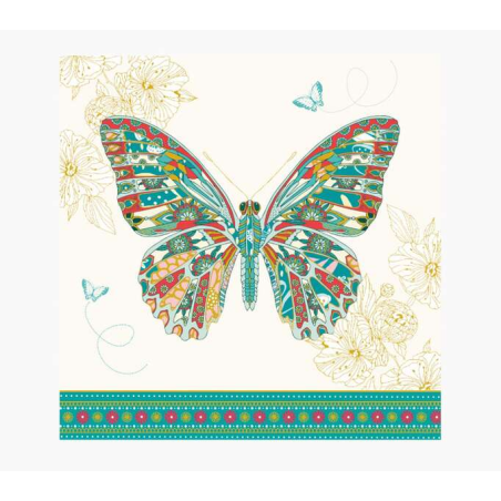 Carte Pictura Arabesque - 16x16 cm - Thème Papillon - Carte à trois volets non emballée - Enveloppe blanche incluse - Papier cer